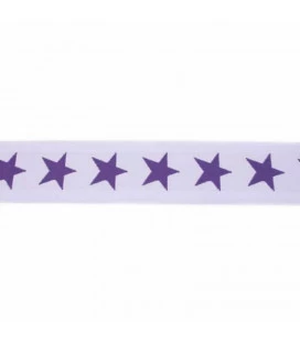 Hvid/lilla stjerner elastik 4 cm