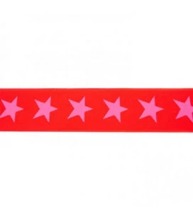 Rød/lyserød stjerner elastik 4cm