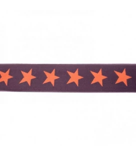 Grå/orange stjerner elastik 4cm