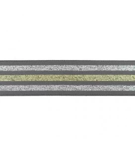 undertøjselastik 40 mm grå med sølv striber bred elastik til undertøj