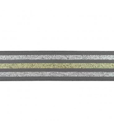 undertøjselastik 40 mm grå med sølv striber bred elastik til undertøj