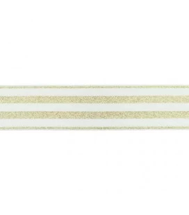 Hvid elastik med guld striber 4 cm