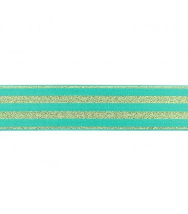 undertøjselastik 40 mm mint med guld striber bred elastik til undertøj