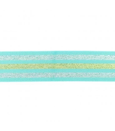 undertøjselastik 40 mm mint med guld og sølv striber bred elastik til undertøj