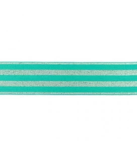 Mint elastik med sølv striber 4cm