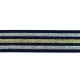 Undertøjselastik 40 mm (4 cm) navy med guld og sølv striber – bred elastik til undertøj og linning
