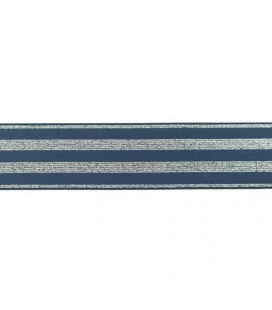 undertøjselastik 40 mm petrol med sølv striber bred elastik til undertøj