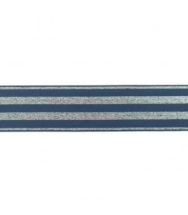 undertøjselastik 40 mm petrol med sølv striber bred elastik til undertøj