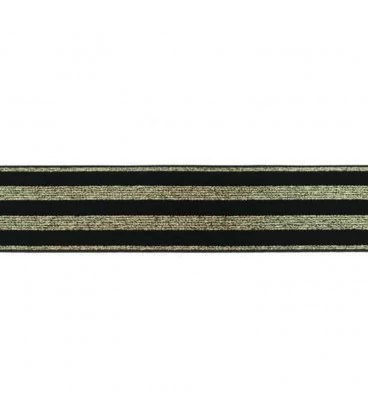 undertøjselastik 40 mm sort med guld striber bred elastik til undertøj og boxershorts