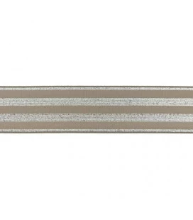 Taupe med sølv striber elastik 4 cm