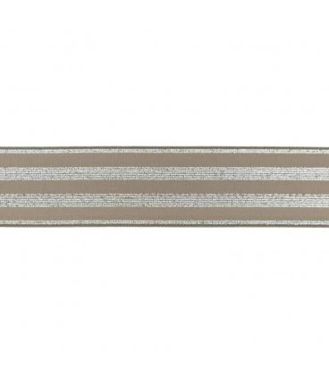 Taupe med sølv striber elastik 4 cm