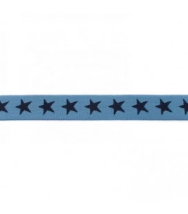Jeans blå stjerneelastik 2cm