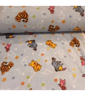 Blå fleece med bjørnemotiv – 270 g/m2
