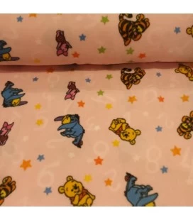 Lyserød fleece med bjørnemotiv – 270 g/m2
