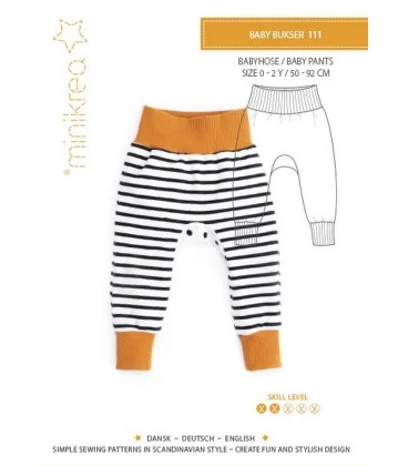 Minikrea 111 Baby bukser symønster - Str. 0-2 år (50-92 cm)