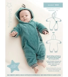 Minikrea 10550 - Heldragt med hætte symønster til baby - Str. 0-3 år