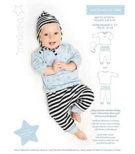 Minikrea 11410 - Babysæt med hue symønster - 0-3 år