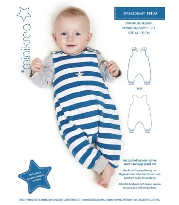 Minikrea 11403 -Sparkedragt symønster til baby - Str. 44-92 cm
