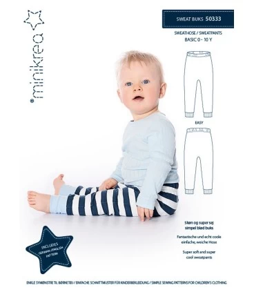 Minikrea 50333 - baby sweatpants symønster - Str. 0-3 år