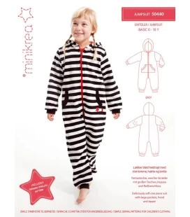 Minikrea 50440 - JumpSuit med hætte symønster til børn - Str. 0-10 år