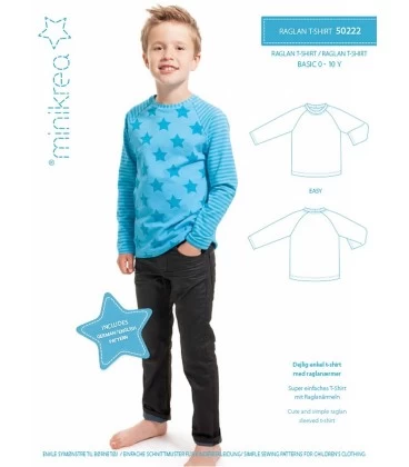 Minikrea 50222 - Raglan T-shirt & Bluse symønster - 0-10 år