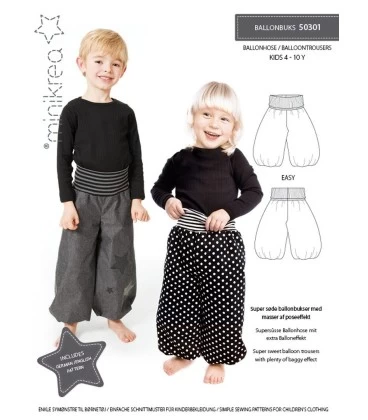 Minikrea 50301 - Ballonbukser symønster til børn - Str. 4-10 år 