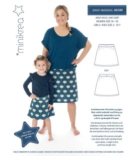 Minikrea 66140 - Jersey nederdel symønster til dame & pige - Str. 34-50 / 2-16 år