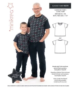 Minikrea 66210 - Klassisk T-shirt symønster til herre & dreng - XS-XXL / 2-16 år
