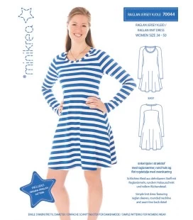 Minikrea 70044 - Raglan Jersey Kjole Dame 34-50 - Symønster 
