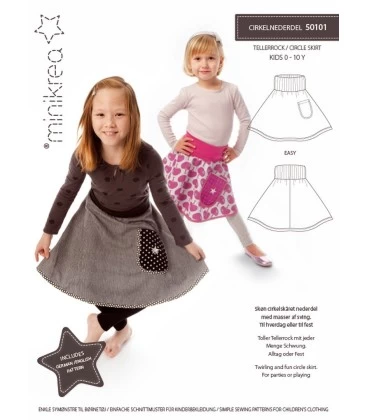 Minikrea 50101 - Cirkelnederdel symønster til børn - Str. 0-10 år