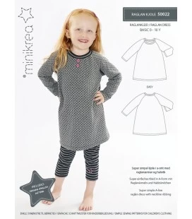 Minikrea 50022 - Raglan kjole symønster til børn- Str. 0-10 år