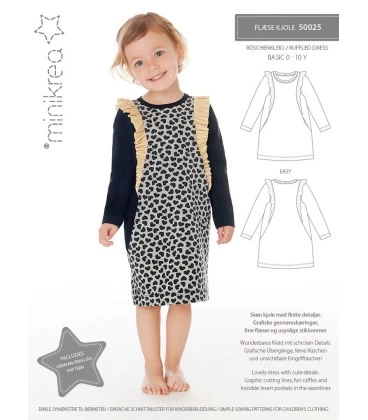 Minikrea 50025 - Flæsekjole symønster til børn - Str. 0-10 år