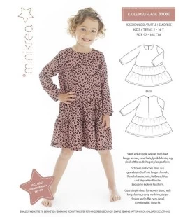 Minikrea 33030 - Kjole med flæse symønster til børn - Str. 2-16 år