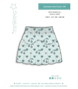 Minikrea 119 - Nederdel symønster med flæse - Børn str. 1-8 år 