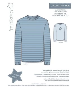 Minikrea 66230 - Langærmet T-shirt til herre & dreng - Str. XS-XXL & 2-14 år