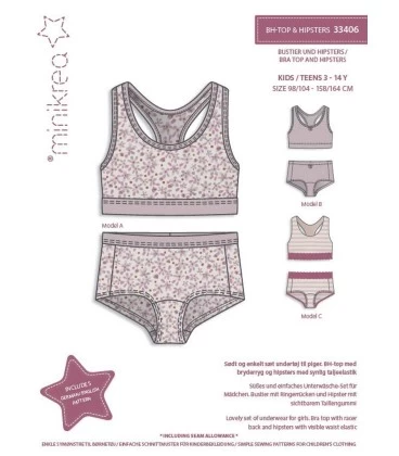 Minikrea 33406 - BH-top og hipsters symønster til børn 3-14 år