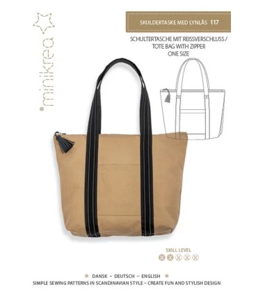 Minikrea 117 - Skuldertaske med lynlås symønster