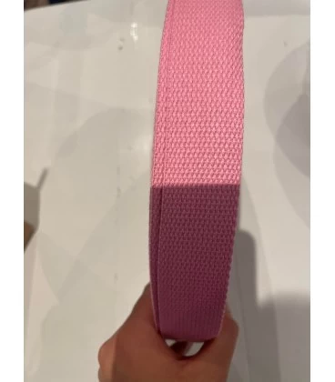 Gjordbånd 32 mm lyserød – kraftigt taskebånd 80% bomuld
