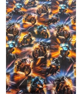 Bomuldsjersey 220 g/m² Økotex – vilde motorcykler – digitalprint
