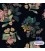 Bomuldsjersey 220 g/m² Økotex – blomster på mørk baggrund – digitalprint
