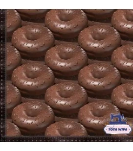 Bomuldsjersey 220 g/m² Økotex – chokolade donuts – digitalprint
