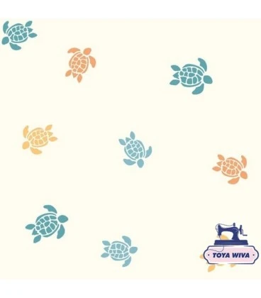 Bomuldsjersey 220 g/m² Økotex - skildpadder på lys baggrund
