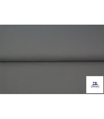 Stålgrå rundstrikket rib – mørk grå bomuldsrib til kanter
