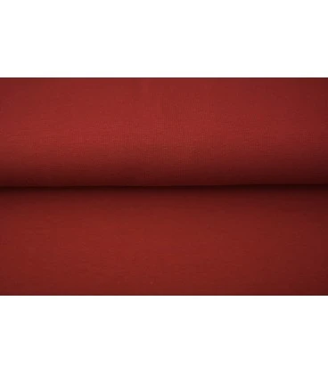 stenrød rundstrikket rib mørk rød bomuldsrib til kanter