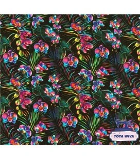 ORCHIDER PÅ MØRK BAGGRUND FRENCH TERRY BØRSTET 