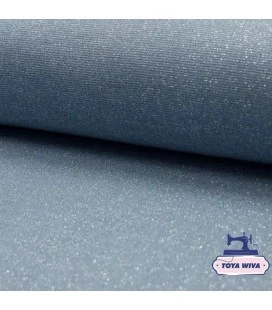 dusty blue rib med sølv lurex glimmer rib til kanter