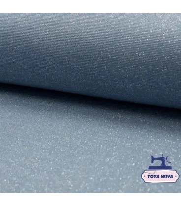 dusty blue rib med sølv lurex glimmer rib til kanter