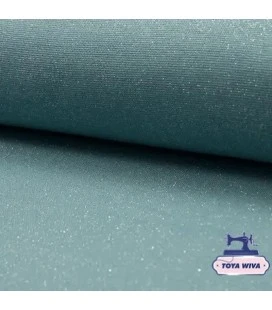 dusty mint rib med sølv lurex glimmer rib til kanter