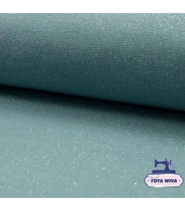 dusty mint rib med sølv lurex glimmer rib til kanter