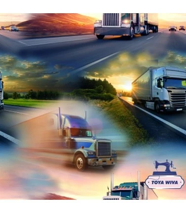 Bomuldsjersey 220 g/m² med lastbiler – digitalprint
